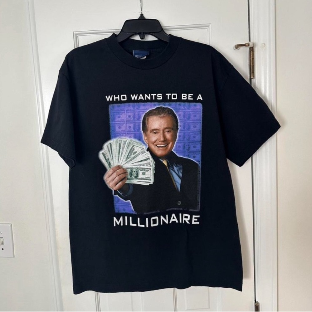 Vintage Who Wants to be A Millionaire Black T-Shirt Men’s Large Regis Philbin